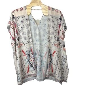 BOSTON PROPER SANTA FE KIMONO PONCHO TUNIC DUSTER TOP BOHO‎ COVER UP M